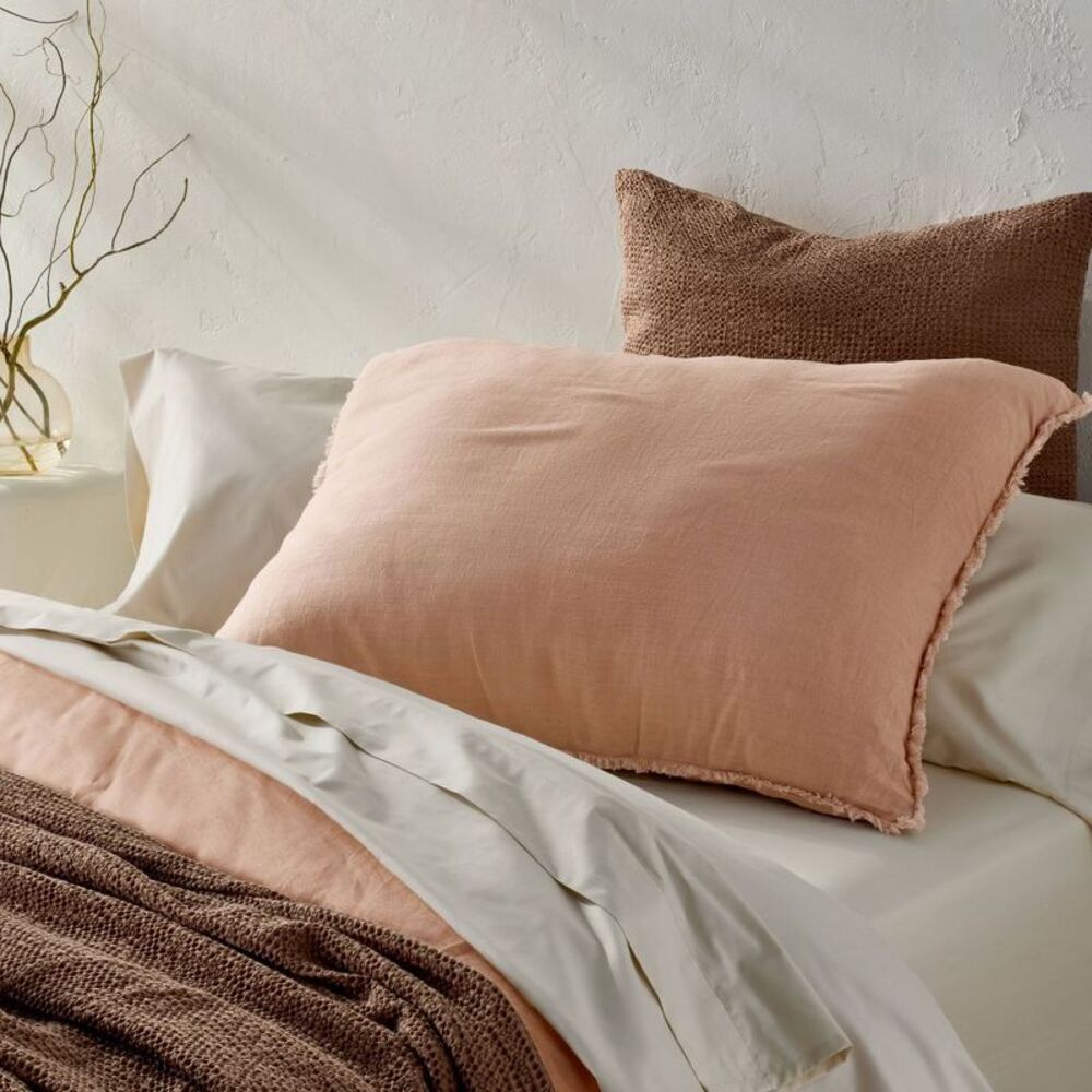 King Euro Heavyweight Linen Blend Decorative Throw Pillow Light Adobe Clay -